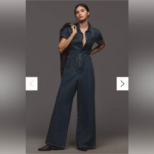 Good American Fit For Success Pleated Wide-Leg denim Jumpsuit Sz S Anthropologie